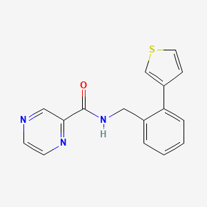 molecular formula C16H13N3OS B2981240 N-(2-(thiophen-3-yl)benzyl)pyrazine-2-carboxamide CAS No. 1796947-05-1