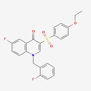 molecular formula C24H19F2NO4S B2981241 3-(4-Ethoxyphenyl)sulfonyl-6-fluoro-1-[(2-fluorophenyl)methyl]quinolin-4-one CAS No. 866845-94-5