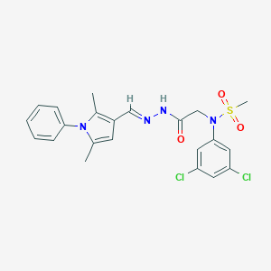 molecular formula C22H22Cl2N4O3S B298125 N-(3,5-dichlorophenyl)-N-(2-{2-[(2,5-dimethyl-1-phenyl-1H-pyrrol-3-yl)methylene]hydrazino}-2-oxoethyl)methanesulfonamide 