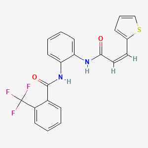 molecular formula C21H15F3N2O2S B2981250 (Z)-N-(2-(3-(thiophen-2-yl)acrylamido)phenyl)-2-(trifluoromethyl)benzamide CAS No. 1203432-11-4
