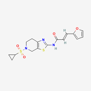 molecular formula C16H17N3O4S2 B2981257 (E)-N-(5-(cyclopropylsulfonyl)-4,5,6,7-tetrahydrothiazolo[5,4-c]pyridin-2-yl)-3-(furan-2-yl)acrylamide CAS No. 1396892-76-4