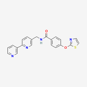 molecular formula C21H16N4O2S B2981258 N-([2,3'-bipyridin]-5-ylmethyl)-4-(thiazol-2-yloxy)benzamide CAS No. 2034436-15-0