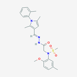 molecular formula C25H30N4O4S B298126 N-[2-(2-{[2,5-dimethyl-1-(2-methylphenyl)-1H-pyrrol-3-yl]methylene}hydrazino)-2-oxoethyl]-N-(2-methoxy-5-methylphenyl)methanesulfonamide 