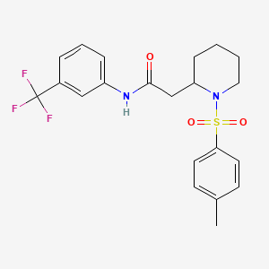 molecular formula C21H23F3N2O3S B2981262 2-(1-tosylpiperidin-2-yl)-N-(3-(trifluoromethyl)phenyl)acetamide CAS No. 1021090-16-3