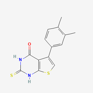 molecular formula C14H12N2OS2 B2981264 5-(3,4-dimethylphenyl)-2-sulfanyl-3H,4H-thieno[2,3-d]pyrimidin-4-one CAS No. 851116-23-9