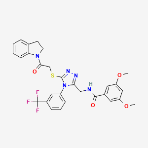 N-((5-((2-(indolin-1-yl)-2-oxoethyl)thio)-4-(3-(trifluoromethyl)phenyl)-4H-1,2,4-triazol-3-yl)methyl)-3,5-dimethoxybenzamide
