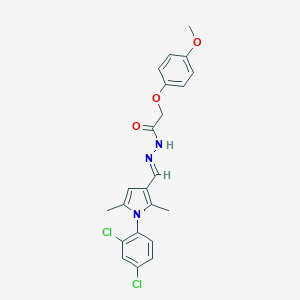 molecular formula C22H21Cl2N3O3 B298127 N'-{[1-(2,4-dichlorophenyl)-2,5-dimethyl-1H-pyrrol-3-yl]methylene}-2-(4-methoxyphenoxy)acetohydrazide 