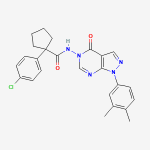 molecular formula C25H24ClN5O2 B2981276 1-(4-chlorophenyl)-N-(1-(3,4-dimethylphenyl)-4-oxo-1H-pyrazolo[3,4-d]pyrimidin-5(4H)-yl)cyclopentanecarboxamide CAS No. 899738-58-0