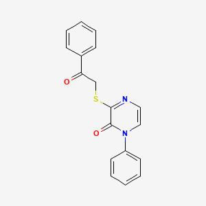 molecular formula C18H14N2O2S B2981277 3-Phenacylsulfanyl-1-phenylpyrazin-2-one CAS No. 895123-22-5