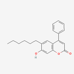 molecular formula C21H22O3 B2981280 6-hexyl-7-hydroxy-4-phenyl-2H-chromen-2-one CAS No. 151361-40-9