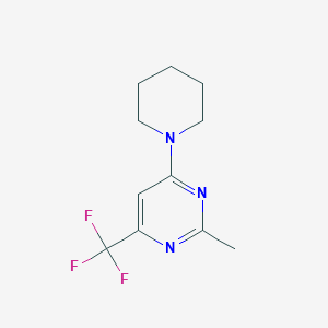 molecular formula C11H14F3N3 B2981282 2-Methyl-4-(piperidin-1-yl)-6-(trifluoromethyl)pyrimidine CAS No. 2195877-52-0