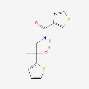 molecular formula C12H13NO2S2 B2981286 N-(2-羟基-2-(噻吩-2-基)丙基)噻吩-3-甲酰胺 CAS No. 1351622-01-9