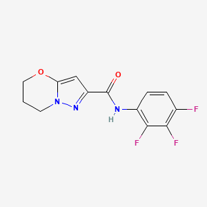 molecular formula C13H10F3N3O2 B2981292 N-(2,3,4-三氟苯基)-6,7-二氢-5H-吡唑并[5,1-b][1,3]恶嗪-2-甲酰胺 CAS No. 1448129-46-1