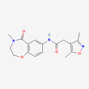 molecular formula C17H19N3O4 B2981297 2-(3,5-二甲基异恶唑-4-基)-N-(4-甲基-5-氧代-2,3,4,5-四氢苯并[f][1,4]恶杂环-7-基)乙酰胺 CAS No. 1448036-55-2