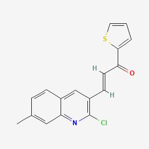 molecular formula C17H12ClNOS B2981298 (E)-3-(2-chloro-7-methylquinolin-3-yl)-1-(thiophen-2-yl)prop-2-en-1-one CAS No. 1186396-65-5