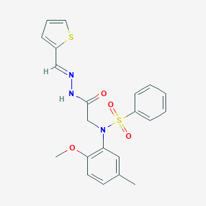 molecular formula C21H21N3O4S2 B298130 N-(2-methoxy-5-methylphenyl)-N-{2-oxo-2-[2-(2-thienylmethylene)hydrazino]ethyl}benzenesulfonamide 