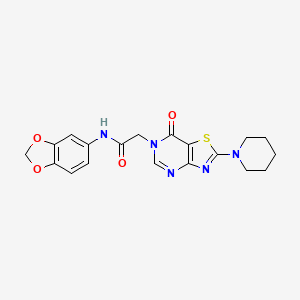 molecular formula C19H19N5O4S B2981300 N-(1,3-benzodioxol-5-yl)-2-[7-oxo-2-(piperidin-1-yl)[1,3]thiazolo[4,5-d]pyrimidin-6(7H)-yl]acetamide CAS No. 1223988-47-3