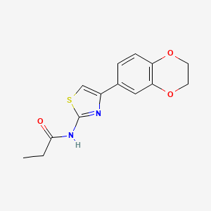 molecular formula C14H14N2O3S B2981311 N-[4-(2,3-二氢-1,4-苯并二噁英-6-基)-1,3-噻唑-2-基]丙酰胺 CAS No. 864937-39-3