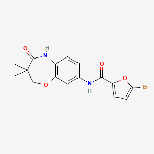 molecular formula C16H15BrN2O4 B2981317 5-bromo-N-(3,3-dimethyl-4-oxo-2,3,4,5-tetrahydrobenzo[b][1,4]oxazepin-8-yl)furan-2-carboxamide CAS No. 921810-83-5