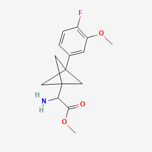 molecular formula C15H18FNO3 B2981318 Methyl 2-amino-2-[3-(4-fluoro-3-methoxyphenyl)-1-bicyclo[1.1.1]pentanyl]acetate CAS No. 2287260-62-0