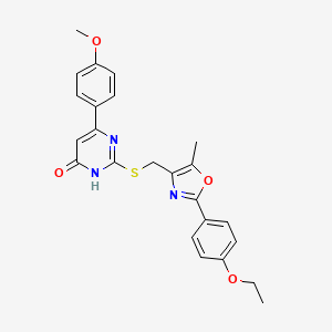 molecular formula C24H23N3O4S B2981320 2-(((2-(4-ethoxyphenyl)-5-methyloxazol-4-yl)methyl)thio)-6-(4-methoxyphenyl)pyrimidin-4(3H)-one CAS No. 1105233-14-4