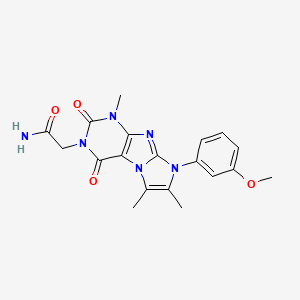 molecular formula C19H20N6O4 B2981324 2-(8-(3-methoxyphenyl)-1,6,7-trimethyl-2,4-dioxo-1H-imidazo[2,1-f]purin-3(2H,4H,8H)-yl)acetamide CAS No. 887870-12-4