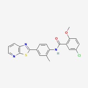 molecular formula C21H16ClN3O2S B2981330 5-chloro-2-methoxy-N-(2-methyl-4-(thiazolo[5,4-b]pyridin-2-yl)phenyl)benzamide CAS No. 896678-56-1