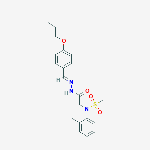 molecular formula C21H27N3O4S B298135 N-{2-[2-(4-butoxybenzylidene)hydrazino]-2-oxoethyl}-N-(2-methylphenyl)methanesulfonamide 