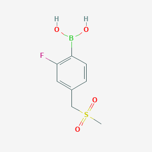 molecular formula C8H10BFO4S B2981351 (2-Fluoro-4-((methylsulfonyl)methyl)phenyl)boronic acid CAS No. 1382136-96-0