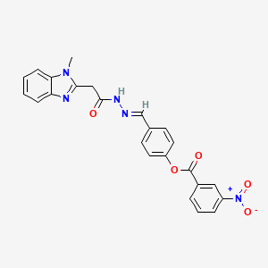 molecular formula C24H19N5O5 B2981367 [4-[(E)-[[2-(1-methylbenzimidazol-2-yl)acetyl]hydrazinylidene]methyl]phenyl] 3-nitrobenzoate CAS No. 1302983-86-3