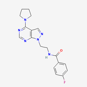 4-fluoro-N-(2-(4-(pyrrolidin-1-yl)-1H-pyrazolo[3,4-d]pyrimidin-1-yl)ethyl)benzamide