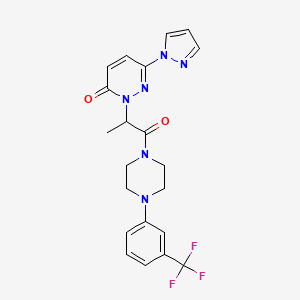 2-(1-oxo-1-(4-(3-(trifluoromethyl)phenyl)piperazin-1-yl)propan-2-yl)-6-(1H-pyrazol-1-yl)pyridazin-3(2H)-one