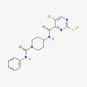 5-chloro-2-(methylsulfanyl)-N-[1-(phenylcarbamoyl)piperidin-4-yl]pyrimidine-4-carboxamide