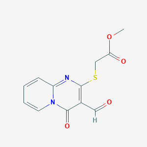 molecular formula C12H10N2O4S B2981405 Methyl 2-(3-formyl-4-oxopyrido[1,2-a]pyrimidin-2-yl)sulfanylacetate CAS No. 329265-56-7