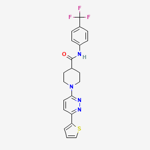 molecular formula C21H19F3N4OS B2981408 1-(6-(噻吩-2-基)哒嗪-3-基)-N-(4-(三氟甲基)苯基)哌啶-4-甲酰胺 CAS No. 933231-04-0