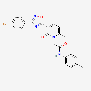 molecular formula C25H23BrN4O3 B2981418 2-(3-(3-(4-bromophenyl)-1,2,4-oxadiazol-5-yl)-4,6-dimethyl-2-oxopyridin-1(2H)-yl)-N-(3,4-dimethylphenyl)acetamide CAS No. 1357716-95-0