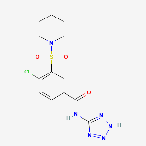 molecular formula C13H15ClN6O3S B2981433 4-chloro-3-(piperidin-1-ylsulfonyl)-N-(1H-tetrazol-5-yl)benzamide CAS No. 900135-56-0