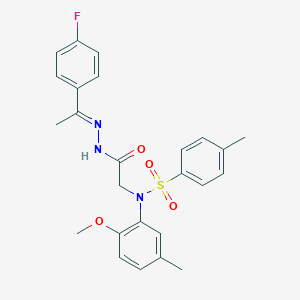 molecular formula C25H26FN3O4S B298144 N-(2-{2-[1-(4-fluorophenyl)ethylidene]hydrazino}-2-oxoethyl)-N-(2-methoxy-5-methylphenyl)-4-methylbenzenesulfonamide 