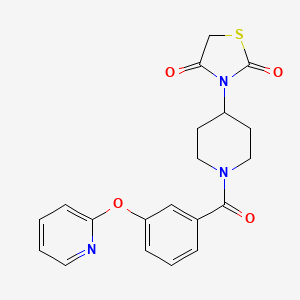 molecular formula C20H19N3O4S B2981448 3-(1-(3-(Pyridin-2-yloxy)benzoyl)piperidin-4-yl)thiazolidine-2,4-dione CAS No. 1798486-55-1