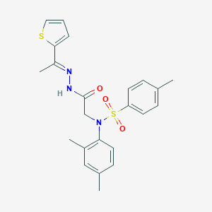 molecular formula C23H25N3O3S2 B298145 N-(2,4-dimethylphenyl)-4-methyl-N-(2-oxo-2-{2-[1-(2-thienyl)ethylidene]hydrazino}ethyl)benzenesulfonamide 
