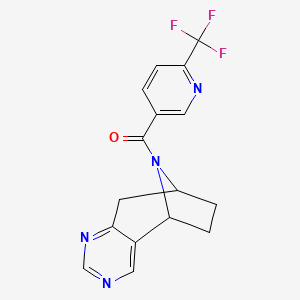 molecular formula C16H13F3N4O B2981458 ((5R,8S)-6,7,8,9-tetrahydro-5H-5,8-epiminocyclohepta[d]pyrimidin-10-yl)(6-(trifluoromethyl)pyridin-3-yl)methanone CAS No. 2062349-26-0