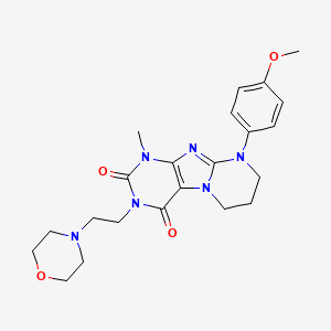 molecular formula C22H28N6O4 B2981460 9-(4-methoxyphenyl)-1-methyl-3-(2-morpholin-4-ylethyl)-7,8-dihydro-6H-purino[7,8-a]pyrimidine-2,4-dione CAS No. 848222-17-3