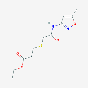 molecular formula C11H16N2O4S B2981464 Ethyl 3-((2-((5-methylisoxazol-3-yl)amino)-2-oxoethyl)thio)propanoate CAS No. 403836-50-0