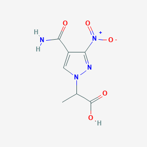 molecular formula C7H8N4O5 B2981466 2-[4-(aminocarbonyl)-3-nitro-1H-pyrazol-1-yl]propanoic acid CAS No. 1823432-34-3
