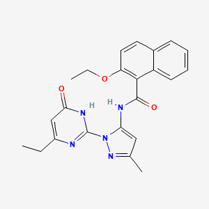 molecular formula C23H23N5O3 B2981468 2-ethoxy-N-(1-(4-ethyl-6-oxo-1,6-dihydropyrimidin-2-yl)-3-methyl-1H-pyrazol-5-yl)-1-naphthamide CAS No. 1004252-66-7