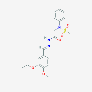 molecular formula C20H25N3O5S B298147 N-{2-[2-(3,4-diethoxybenzylidene)hydrazino]-2-oxoethyl}-N-phenylmethanesulfonamide 