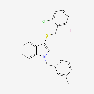 molecular formula C23H19ClFNS B2981475 3-((2-chloro-6-fluorobenzyl)thio)-1-(3-methylbenzyl)-1H-indole CAS No. 681276-25-5
