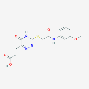 molecular formula C15H16N4O5S B2981476 3-[3-({[(3-Methoxyphenyl)carbamoyl]methyl}sulfanyl)-5-oxo-4,5-dihydro-1,2,4-triazin-6-yl]propanoic acid CAS No. 898607-41-5