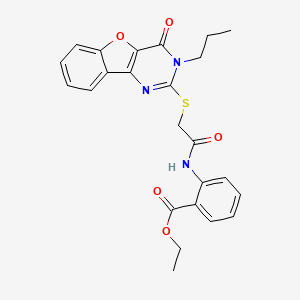 Ethyl 2-(2-((4-oxo-3-propyl-3,4-dihydrobenzofuro[3,2-d]pyrimidin-2-yl)thio)acetamido)benzoate
