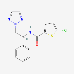 molecular formula C15H13ClN4OS B2981480 5-chloro-N-(1-phenyl-2-(2H-1,2,3-triazol-2-yl)ethyl)thiophene-2-carboxamide CAS No. 2034558-96-6